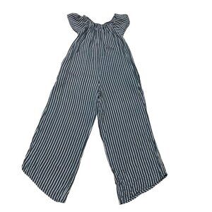 Joyous and Free Girl's Size 16 Off the Shoulder Jumpsuit Wide Leg Striped Gray
